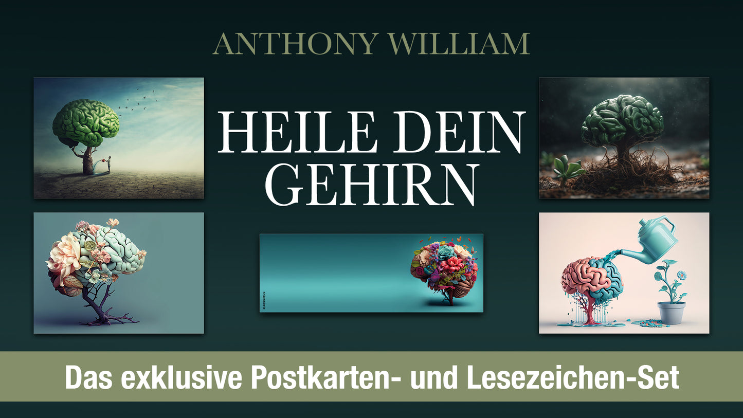 Anthony William: Heile dein Gehirn Band 1+2 plus 1 exklusives Postkarten- und Lesezeichenset