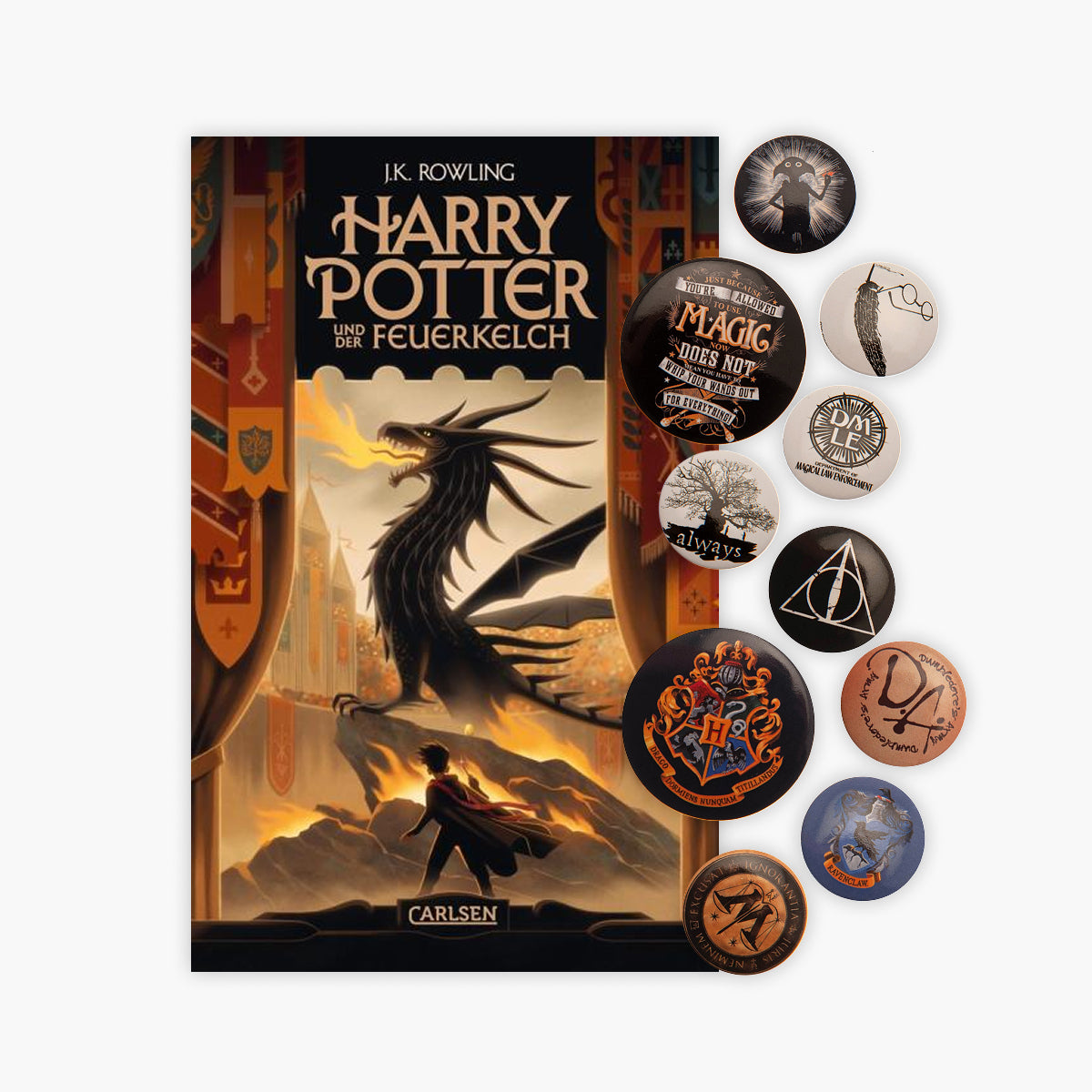 Harry Potter und der Feuerkelch in der Neuausgabe + 1 original Button