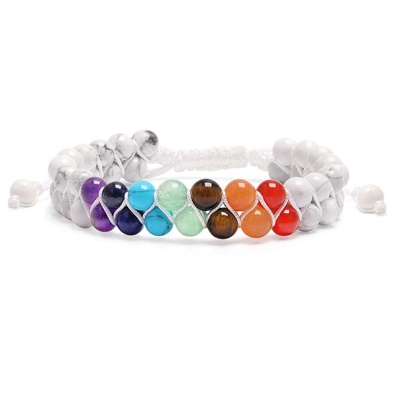Armband \"Chakra\" Howlith- und Chakra Edelsteine