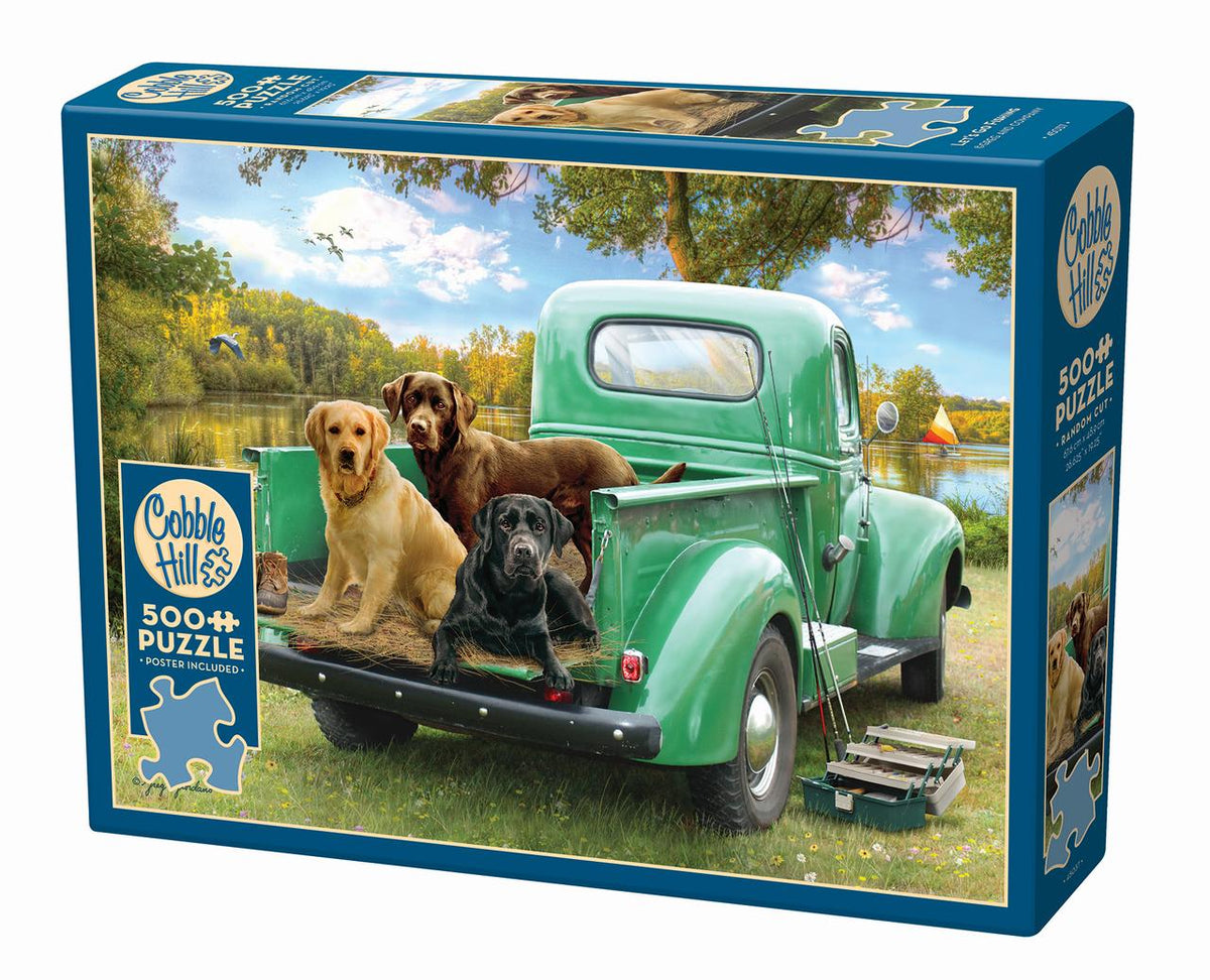 Cobble Hill - Grüner Pick-Up mit Labradoren