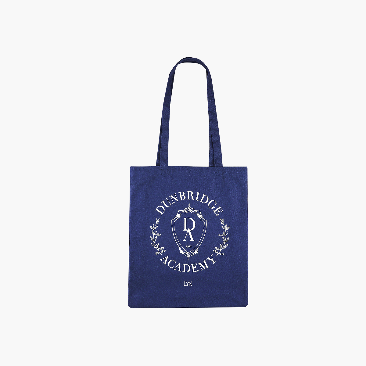 Stoffbeutel zur Dunbridge Academy-Reihe mit Logo-Motiv in Blau bei Buchserien.de