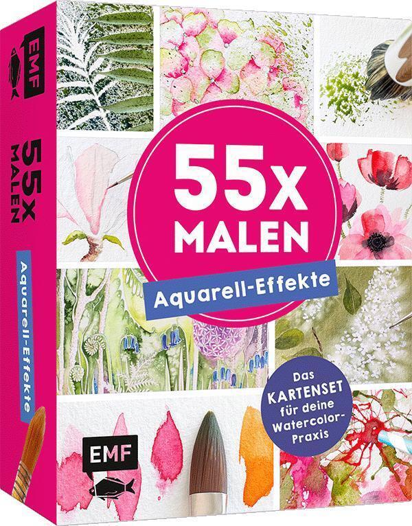 55 x malen - Aquarell-Effekte: Das Kartenset für deine Watercolor-Praxis