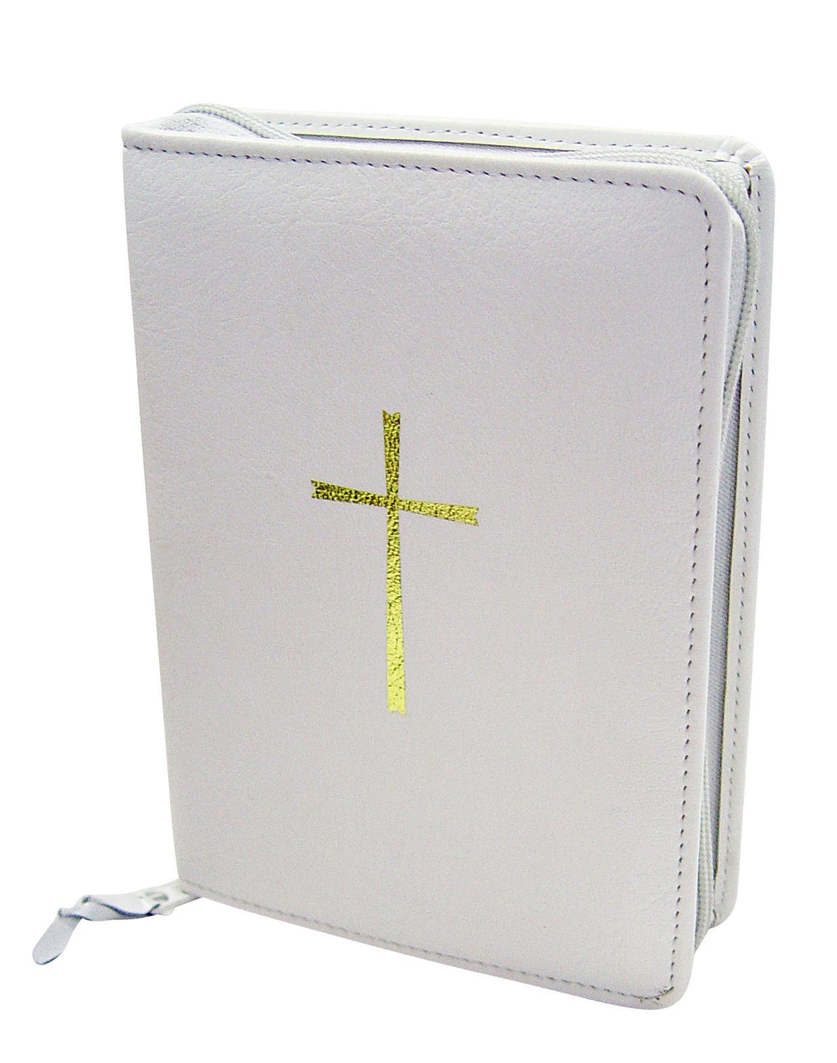 Gotteslobhülle Weiß mit Kreuz gold