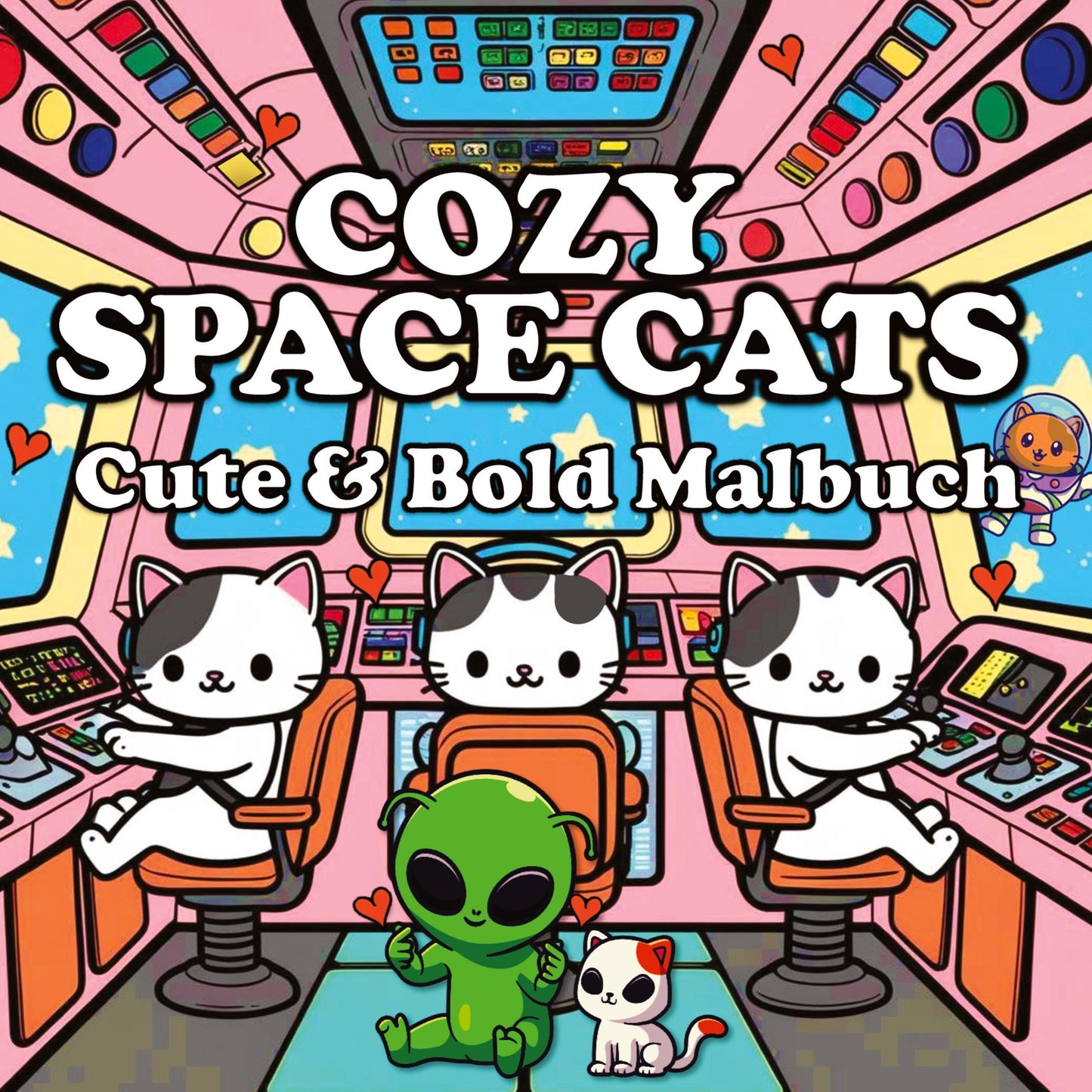 Buchcover: Katzen Malbuch - Cozy Malbuch - Space Cats: Katzen im Weltraum Cute & Chill Süßes Malbuch