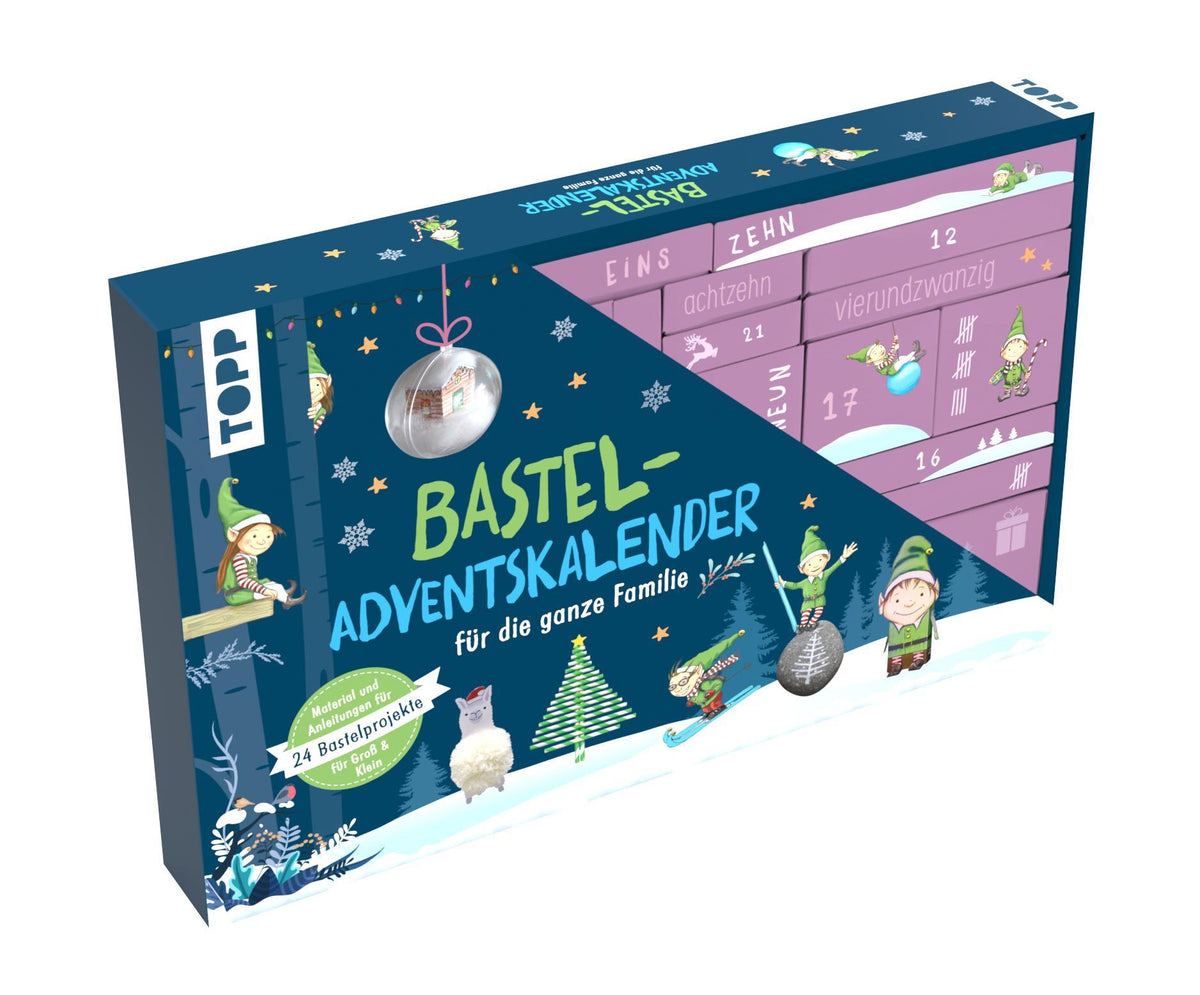 Buchcover: Familien-Bastel-Adventskalender - 24 Bastelprojekte mit Material