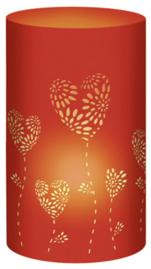 Buchcover: URSUS 5 Silhouetten-Tischlichter \"Filigrano - Herzblumen\", rot