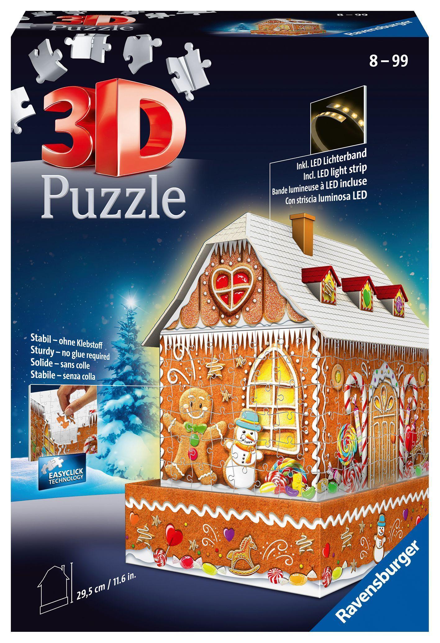 3D Puzzle Lebkuchenhaus bei Nacht