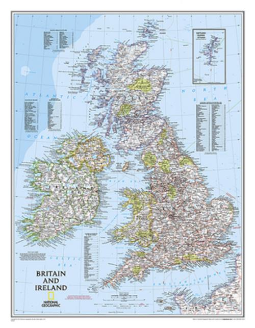 National Geographic Britain and Ireland Wall Map - Classic (23.5 X 30.25 In)