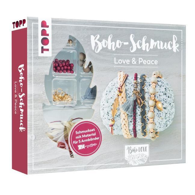 Buchcover: Boho-Schmuckset Love & Peace (Dunkelrot/Grau)