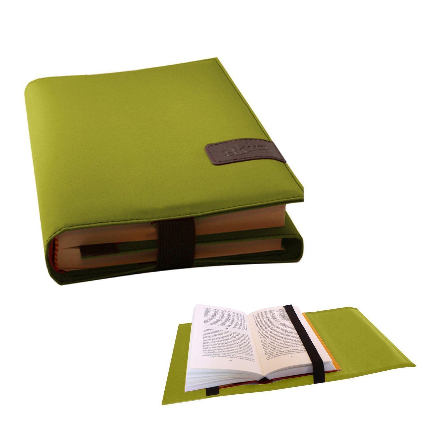 BookSKIN Buch Einband (Größenverstellbar) in Lind-Grün mit Lesezeichen