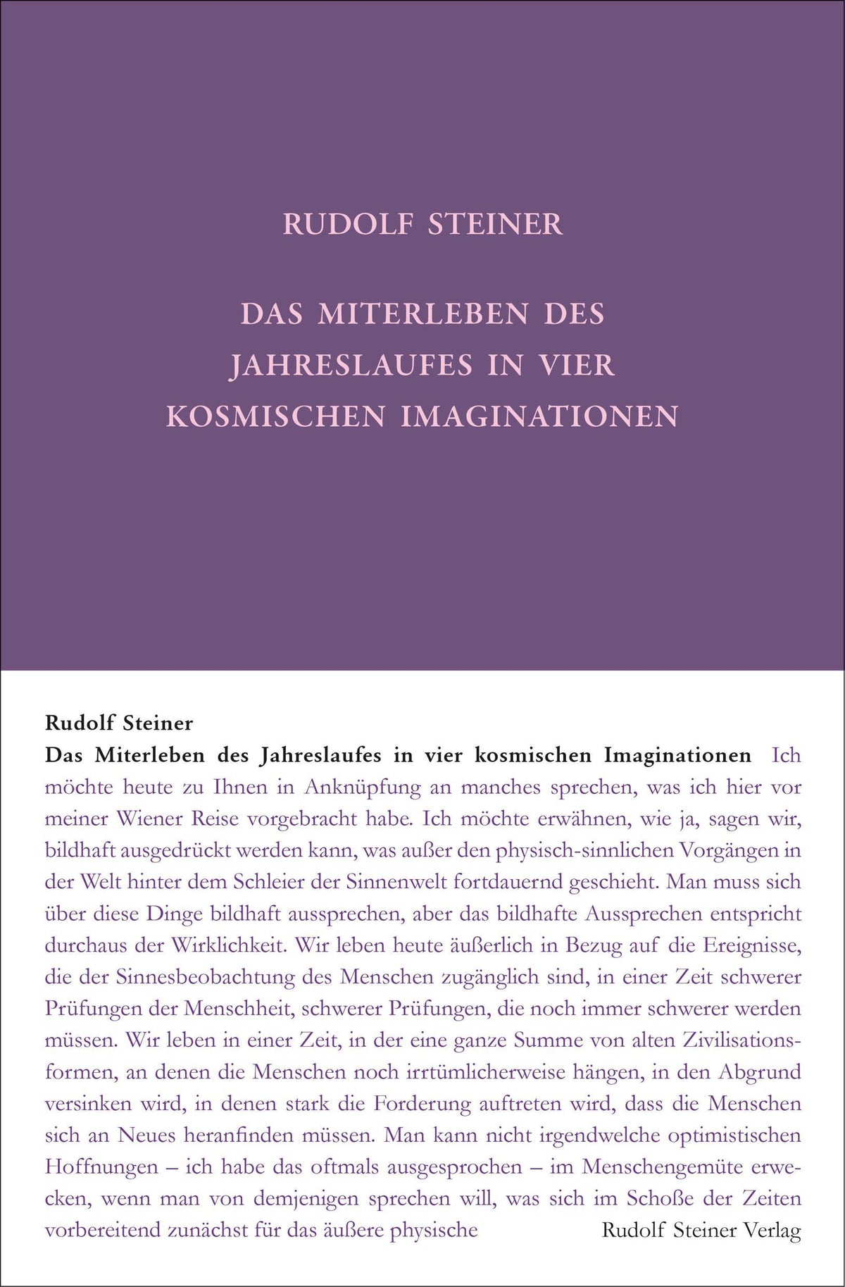 Buchcover: Das Miterleben des Jahreslaufes in vier kosmischen Imaginationen