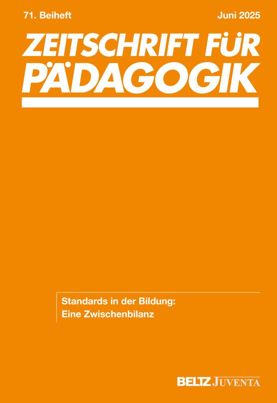 Buchcover: Zeitschrift für Pädagogik 71.Beiheft 2025