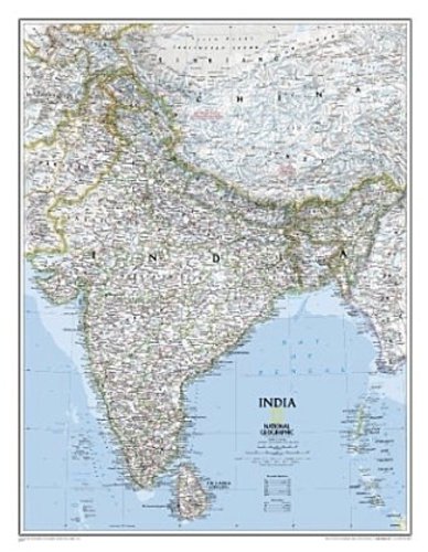 National Geographic India Wall Map - Classic (23.5 X 30.25 In)