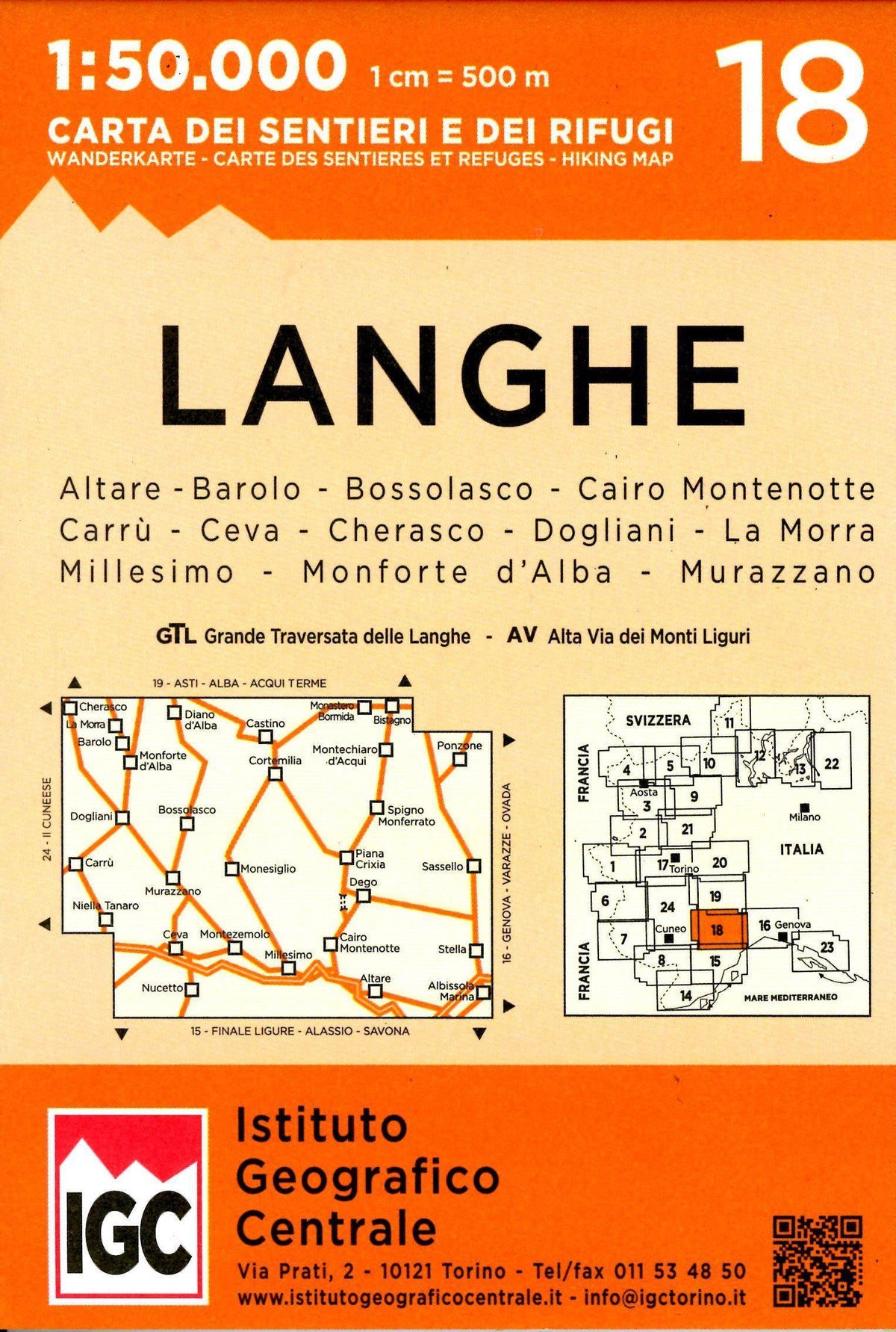 Wanderkarte 18 Langhe 1:50000