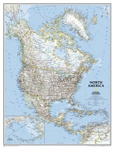 National Geographic North America Wall Map - Classic (23.5 X 30.25 In)