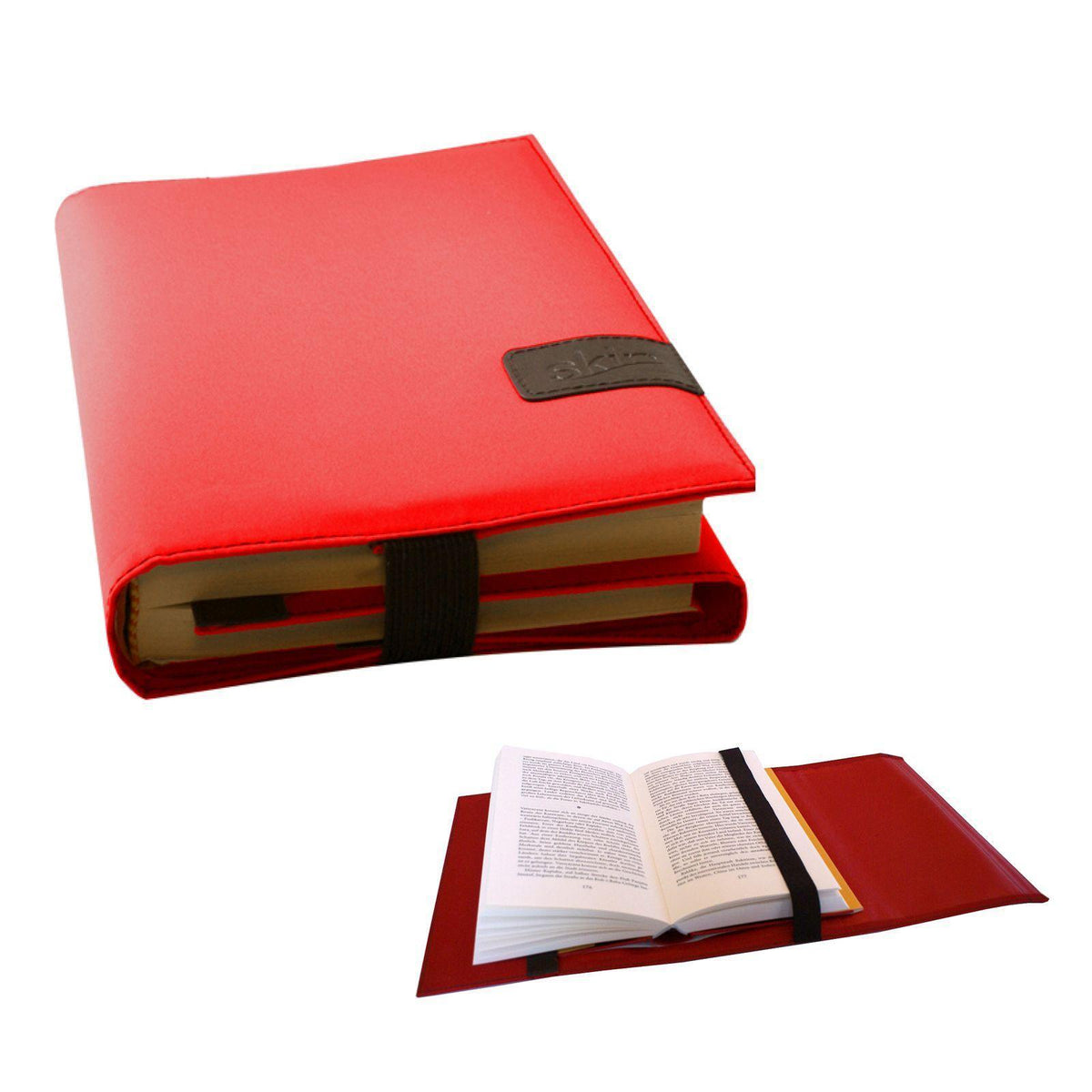 BookSKIN Buch Einband (Größenverstellbar) in Rubin-Rot mit Lesezeichen