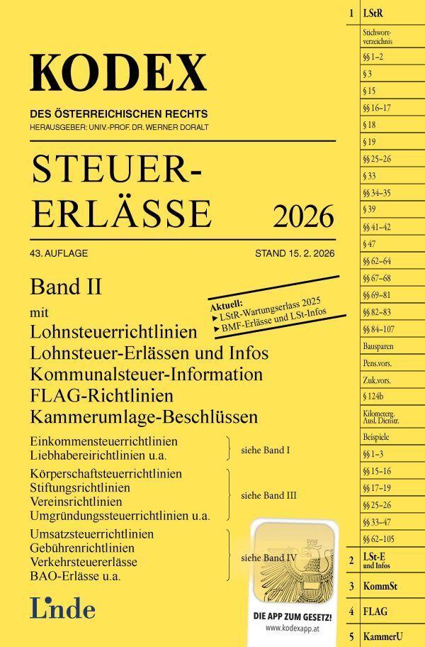 KODEX Steuer-Erlässe 2026, Band II