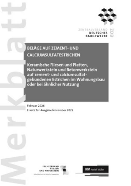 Buchcover: Merkblatt Beläge auf Zement- und Calciumsulfatestrichen 2026-02