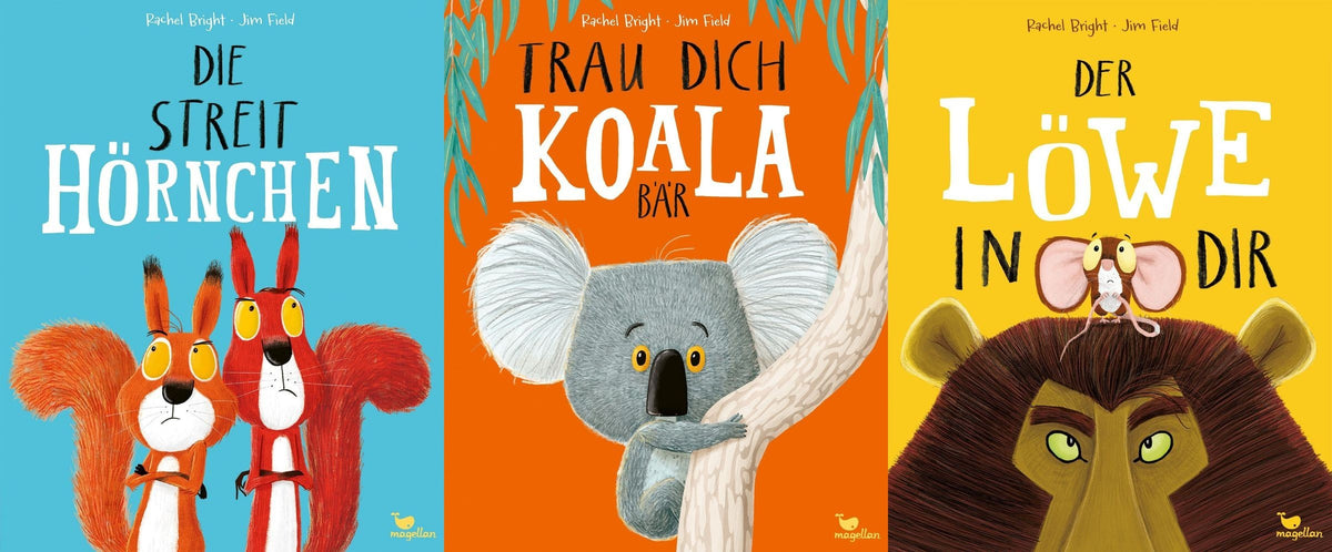 3er Bücher Set: Trau dich, Koalabär, Die Streithörnchen, Der Löwe in dir | Bright/Field, Kinderbücher über Mut, Freundschaft & Selbstvertrauen + exklusives Stickerset - Bilderbuch-Set ab 3 Jahren