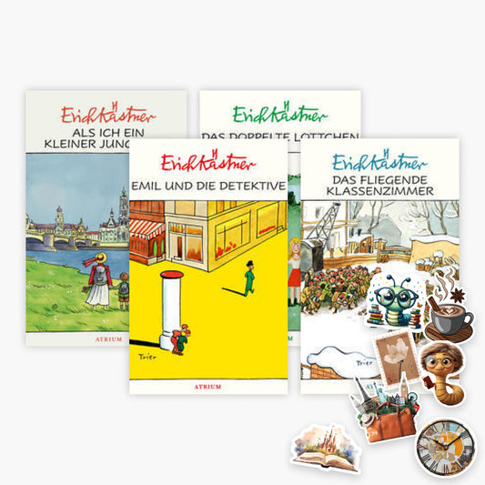 Das Erich Kästner Buch - Set 4 Bände plus 1 exklusives Stickerset