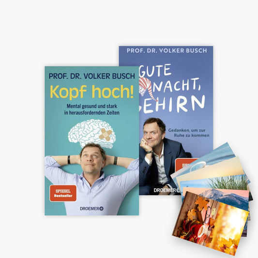 Das Volker Busch Buchset: Kopf hoch + Gute Nacht, Gehirn plus 1 exklusives Postkartenset