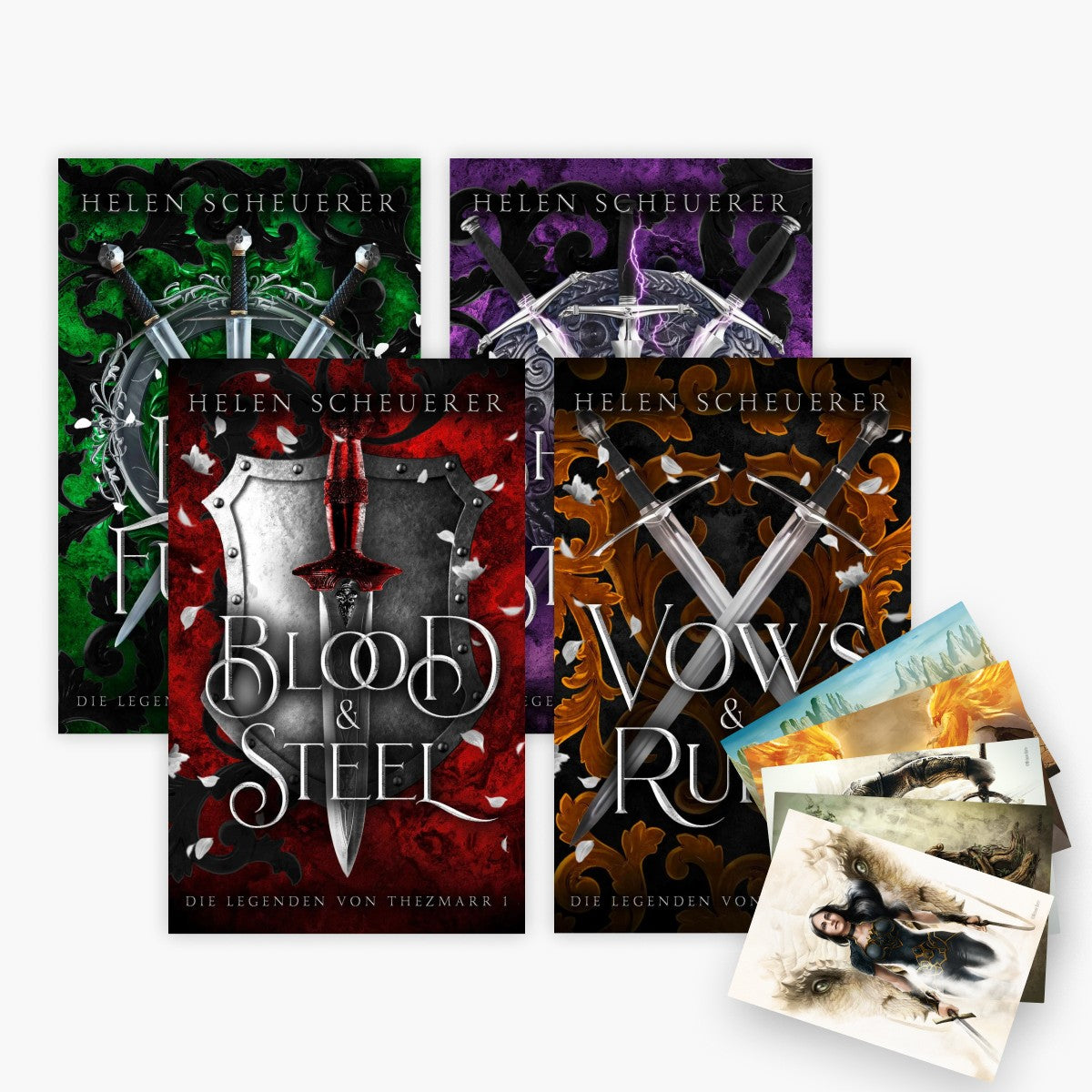Die Legenden von Thezmarr Band 1-4 plus 1 exklusives Postkartenset