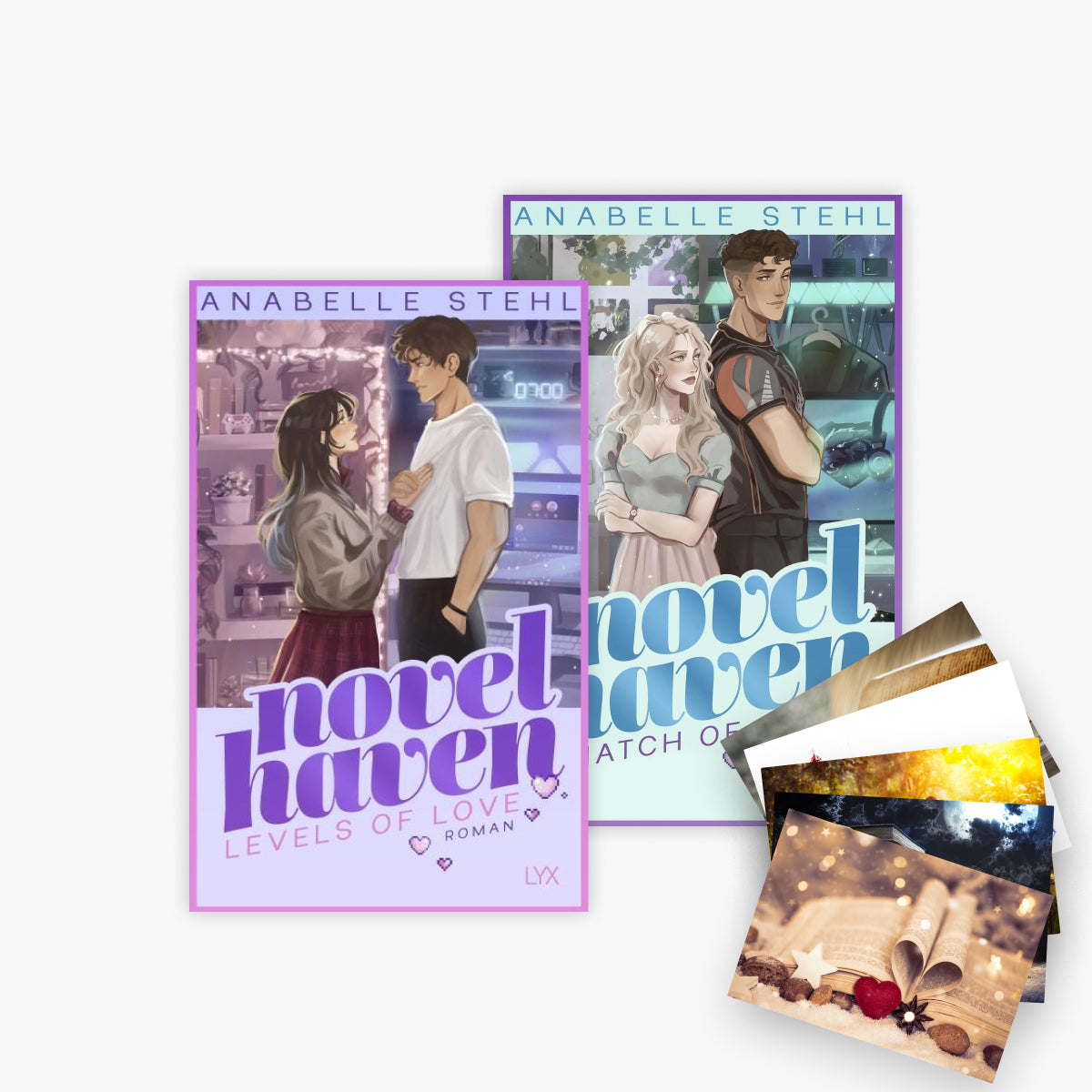 Novel Haven - Levels of Love + Novel Haven - Match of Fate plus 1 exklusives Postkartenset