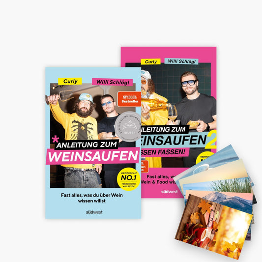 Anleitung zum Weinsaufen + Anleitung zum Weinsaufen II + 1 exklusives Postkartenset
