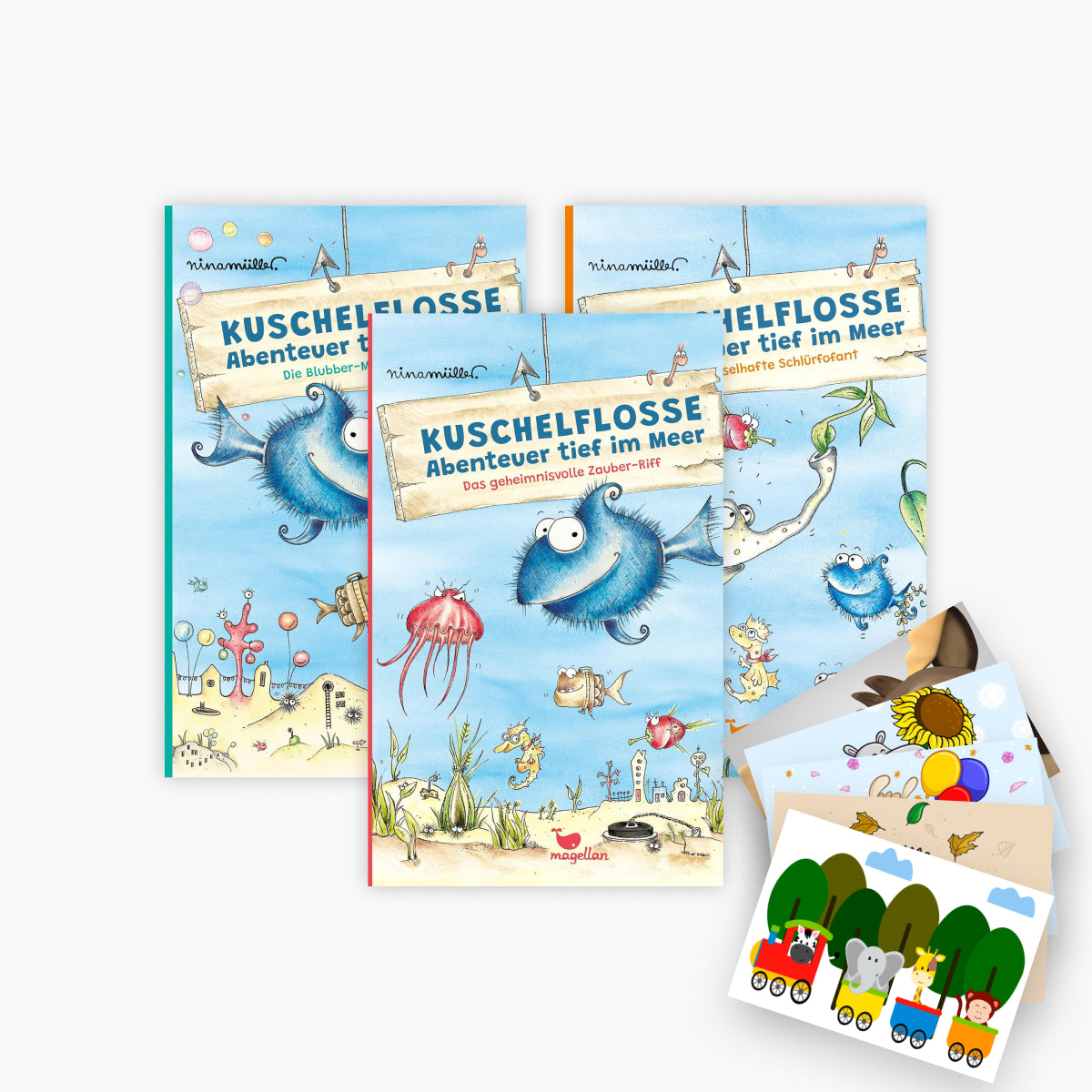 Kuschelflosse-Abenteuer tief im Meer 3 Bände + 1 exklusives Postkartenset