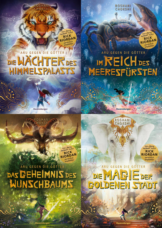 Aru gegen die Götter Band 1-4 plus 1 exklusives Postkartenset