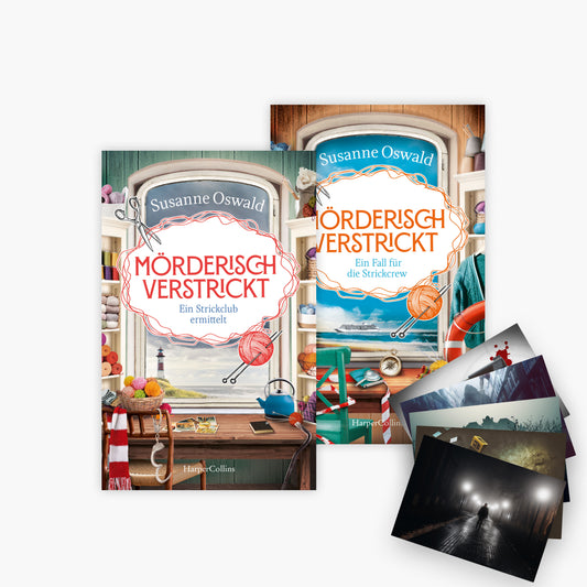 Das Mörderisch verstrickt-Set: 2 Bücher + 1 exklusives Postkartenset