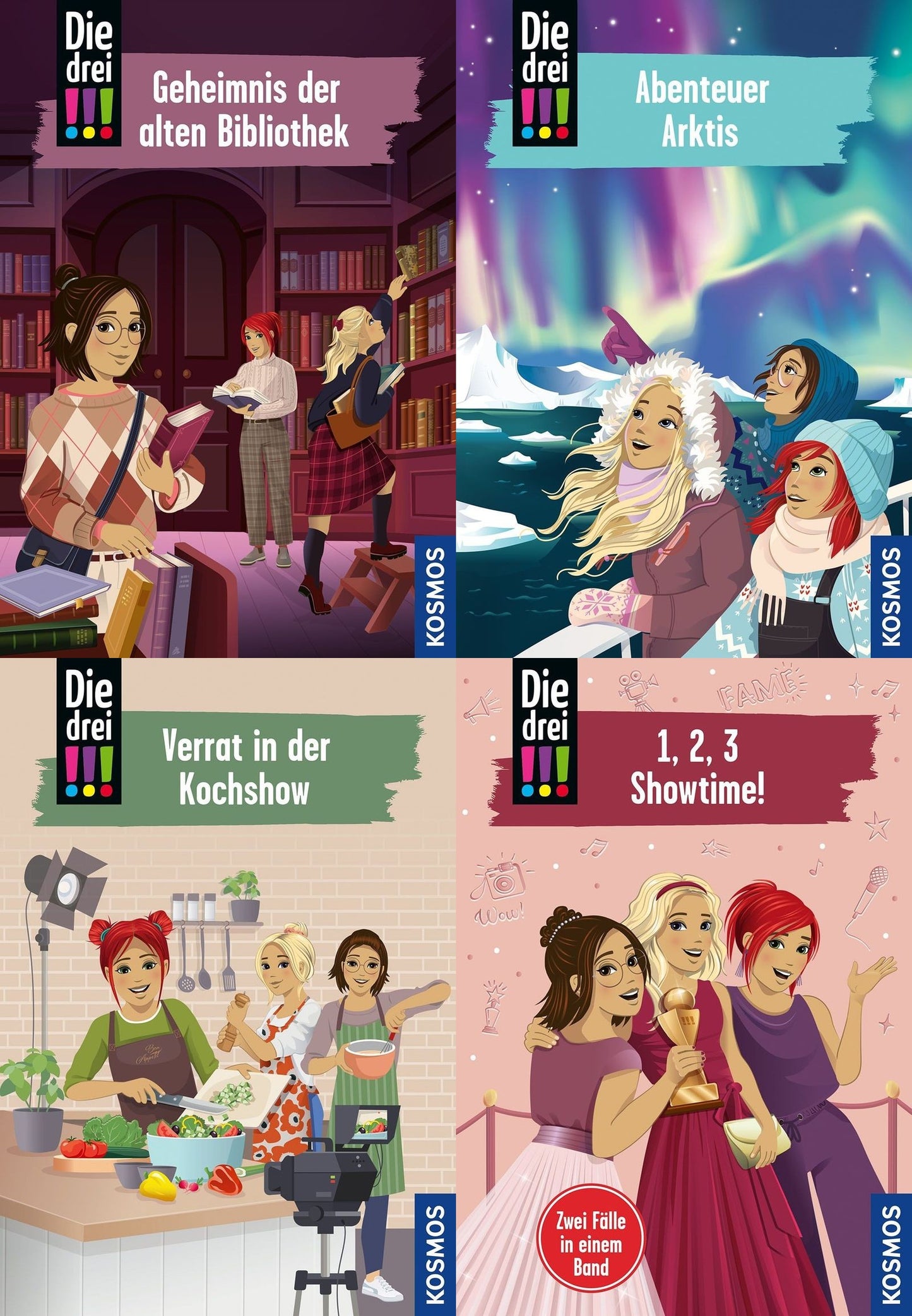 Die drei !!!-Abenteuer-Set: 4 Bücher + 1 exklusives Postkartenset