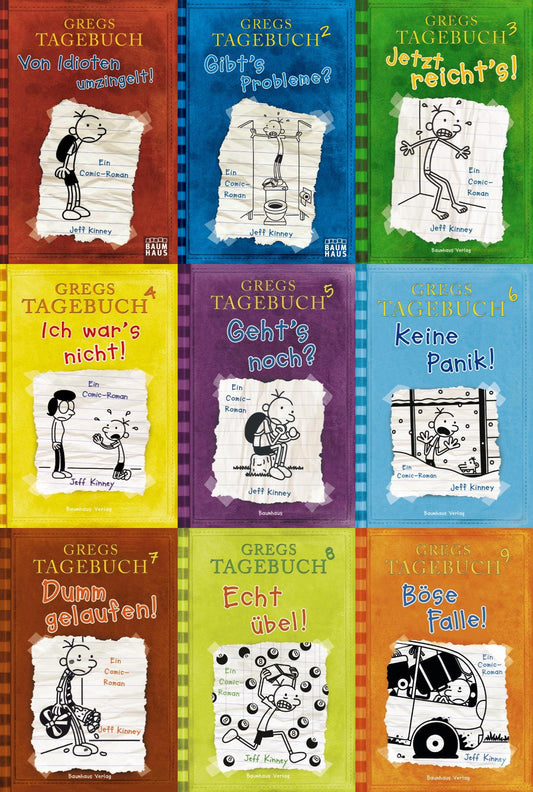 Gregs Tagebuch Band 1-9 + 1 exklusives Postkartenset