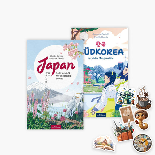 Länderbücher für Kinder Japan + Südkorea + 1 exklusives Stickerset