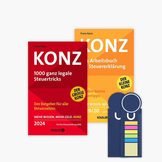 Konz - Ratgeber zur Steuererklärung + Arbeitsbuch + exklusive Sticky Notes