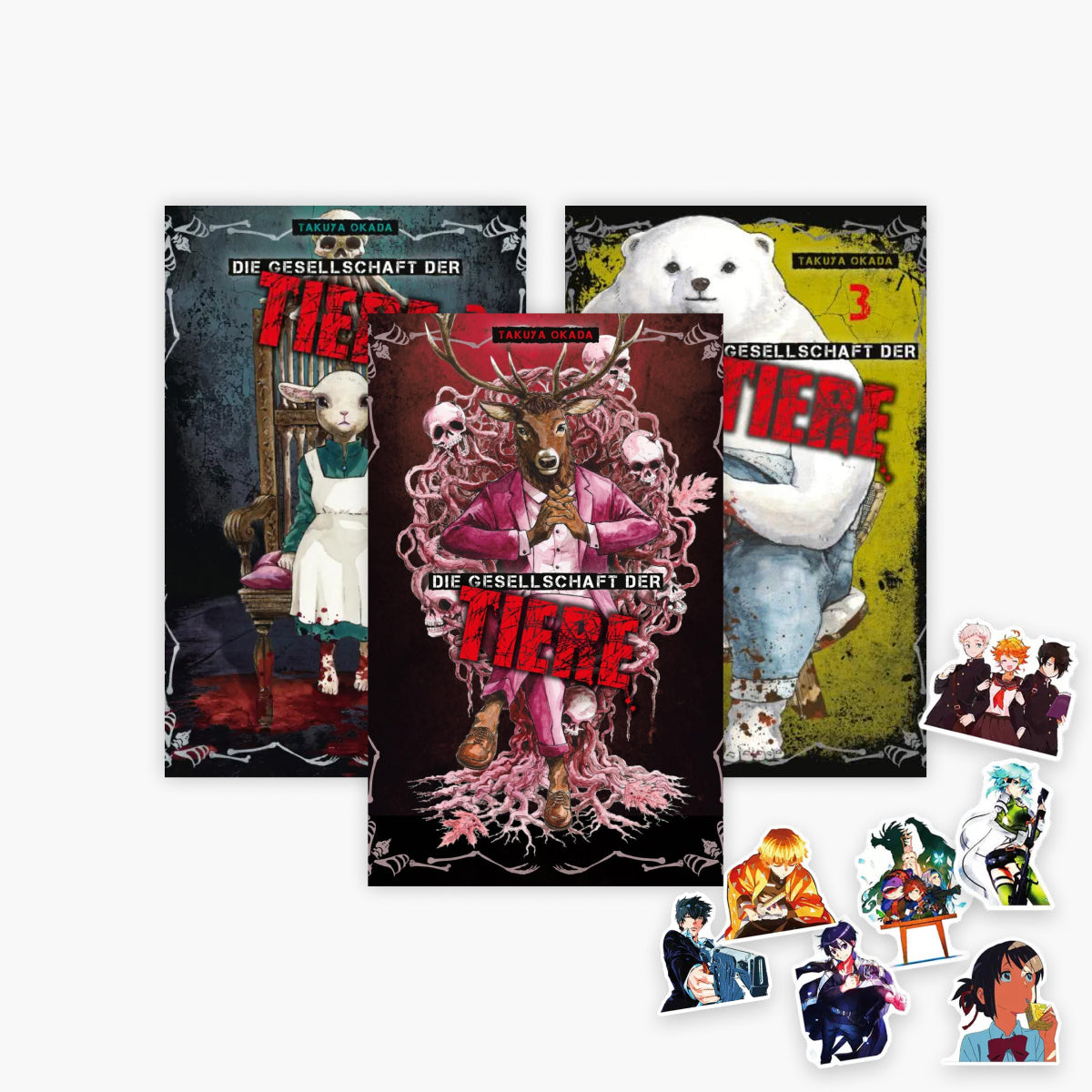Die Gesellschaft der Tiere Band 1-3 plus 1 exklusives Stickerset