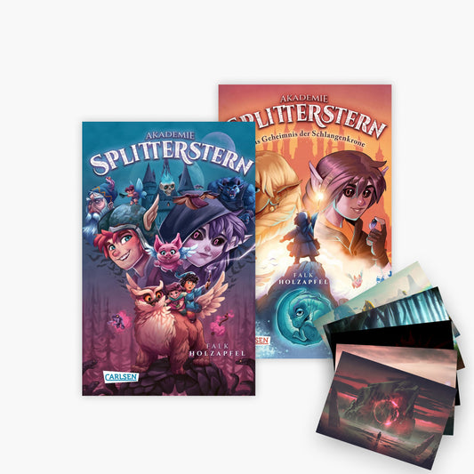 Das Akademie Splitterstern-Set Band 1+2 plus 1 exklusives Postkartenset