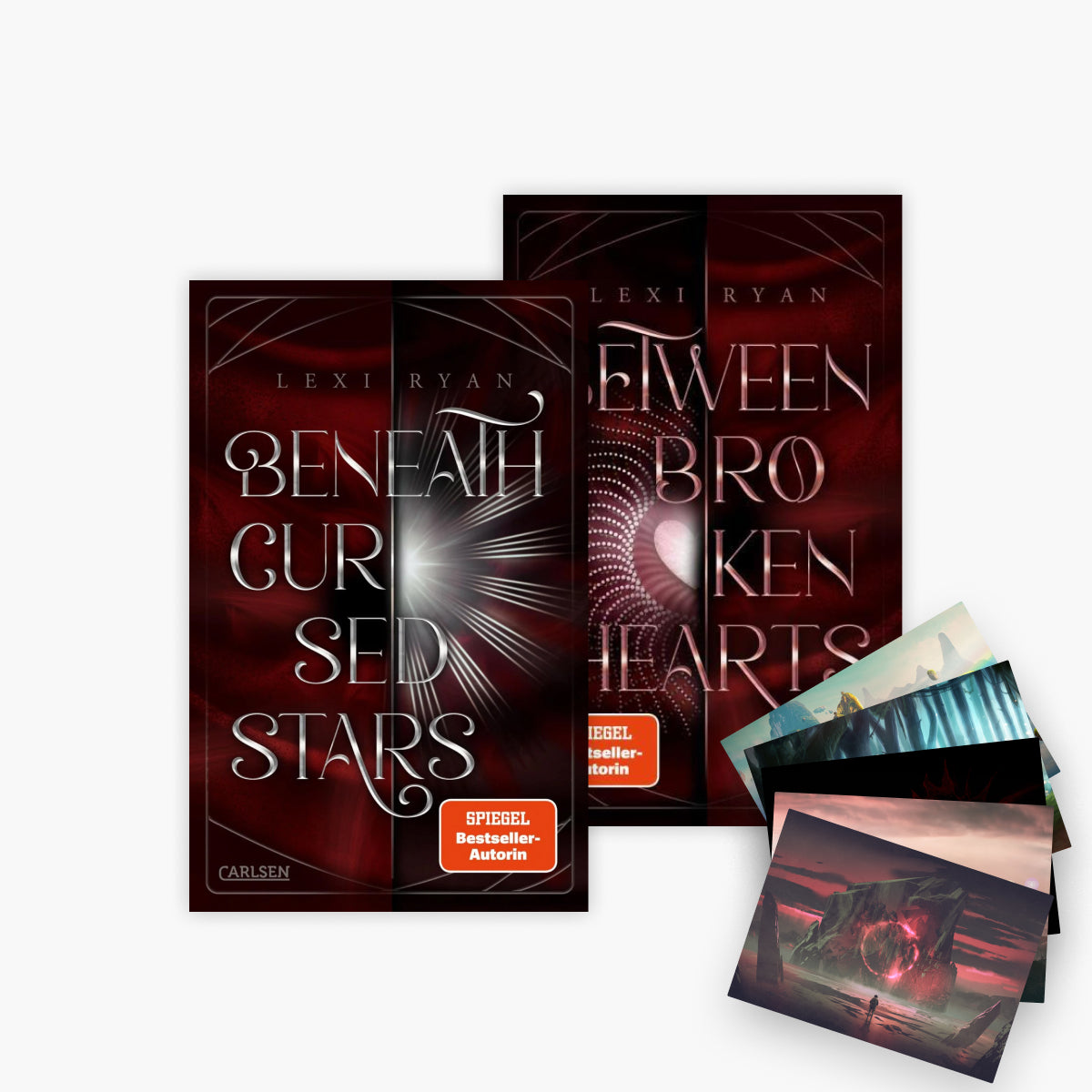 Die Beneath Cursed Stars-Reihe Band 1+2 plus 1 exklusives Postkartenset
