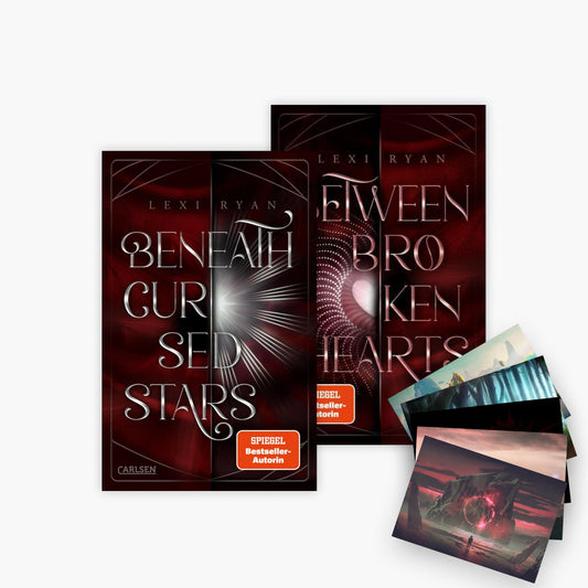 Die Beneath Cursed Stars-Reihe Band 1+2 plus 1 exklusives Postkartenset