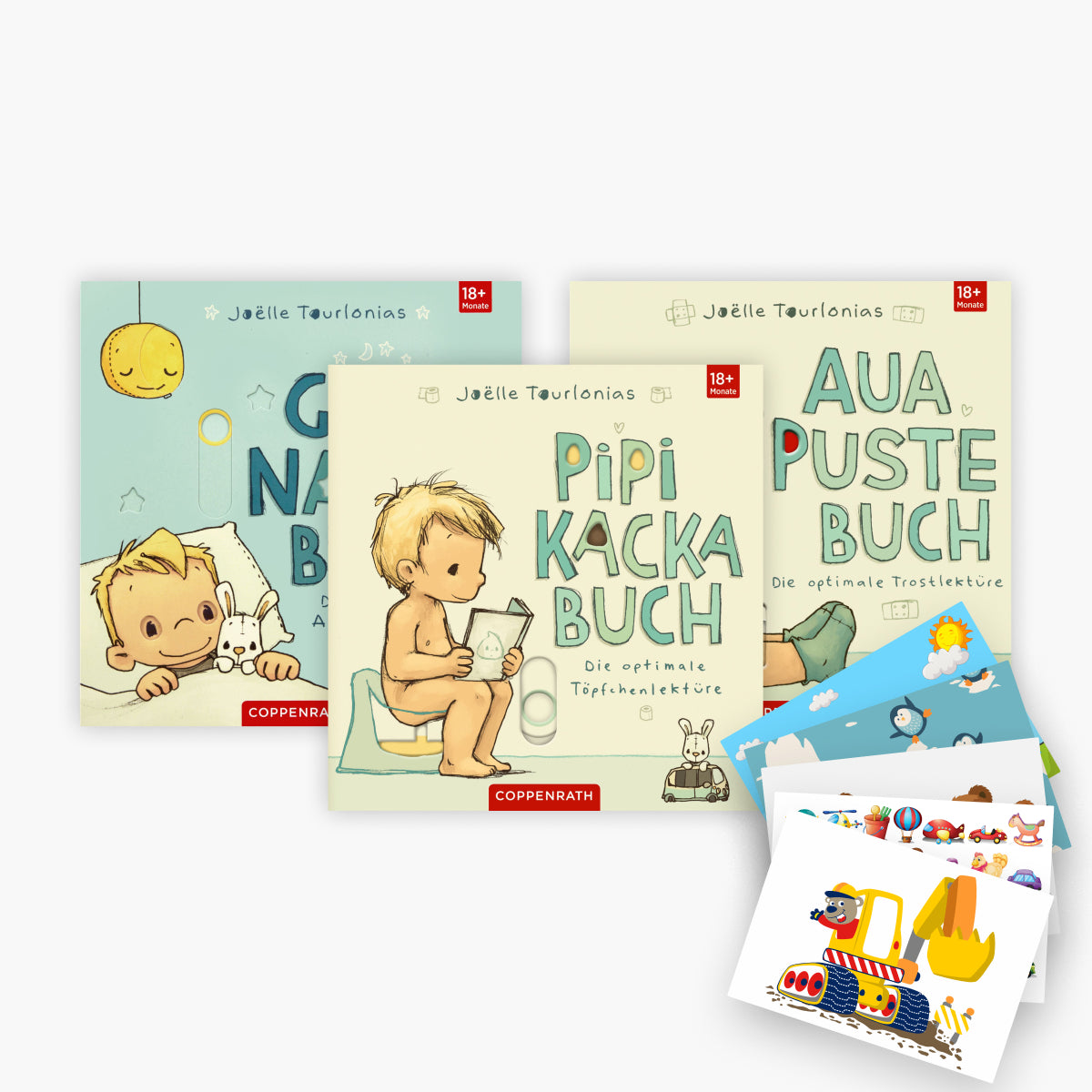 Das Mitmachbuch-Set: Pipikackabuch + Gute Nacht Buch + Aua Puste Buch + 1 exklusives Postkartenset