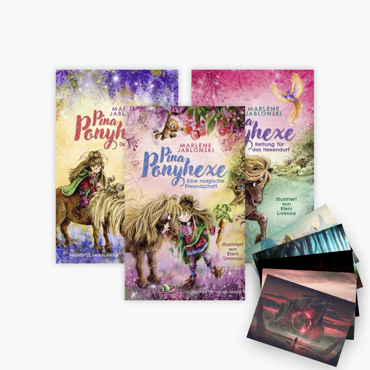 Pina Ponyhexe - 3 Bände im Set plus 1 exklusives Postkartenset