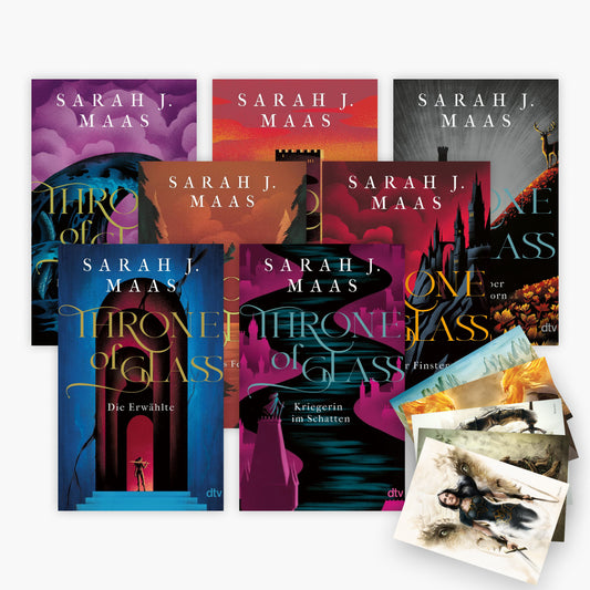 Die Throne of Glass Reihe Band 1-7 in der Neuausgabe + 1 exklusives Postkartenset