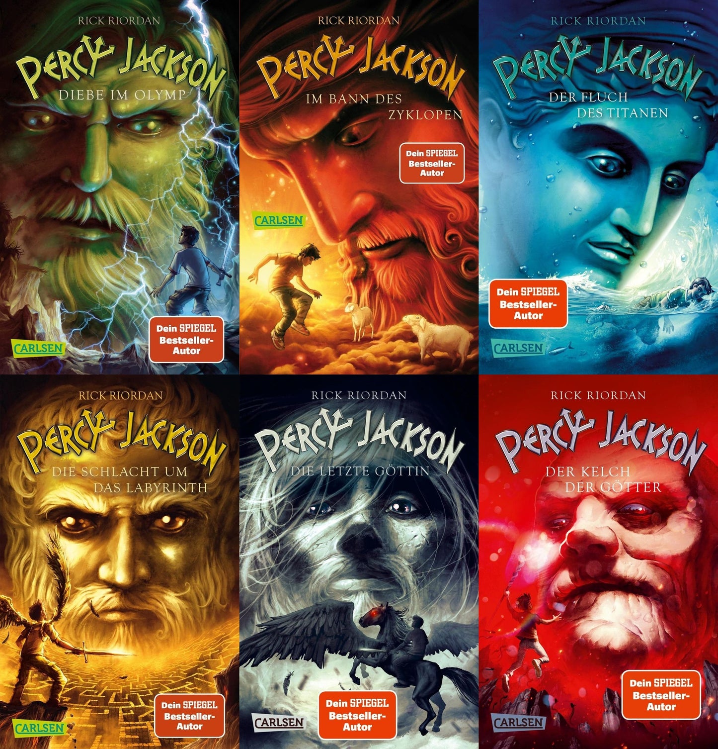 Percy Jackson Band 1-6 im Taschenbuchformat + 1 exklusives Postkartenset