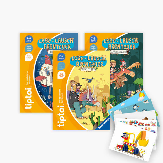 Das tiptoi® Lese-Lausch-Abenteuer-Set: Dino-Stadt, Tiefsee, Zauberwald plus 1 exklusives Postkartenset