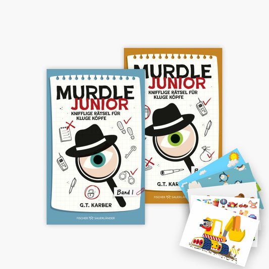 Das Rätselabenteuer-Set: Murdle Junior Band 1+2 plus 1 exklusives Postkartenset