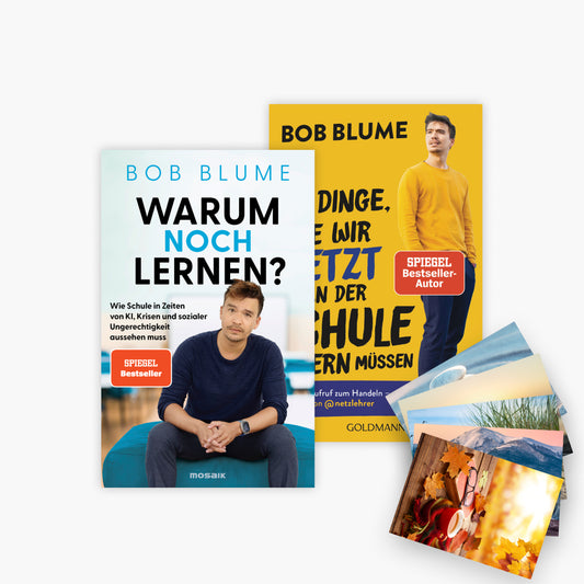 Warum noch lernen + Zehn Dinge, die wir jetzt an der Schule ändern müssen plus 1 exklusives Postkartenset