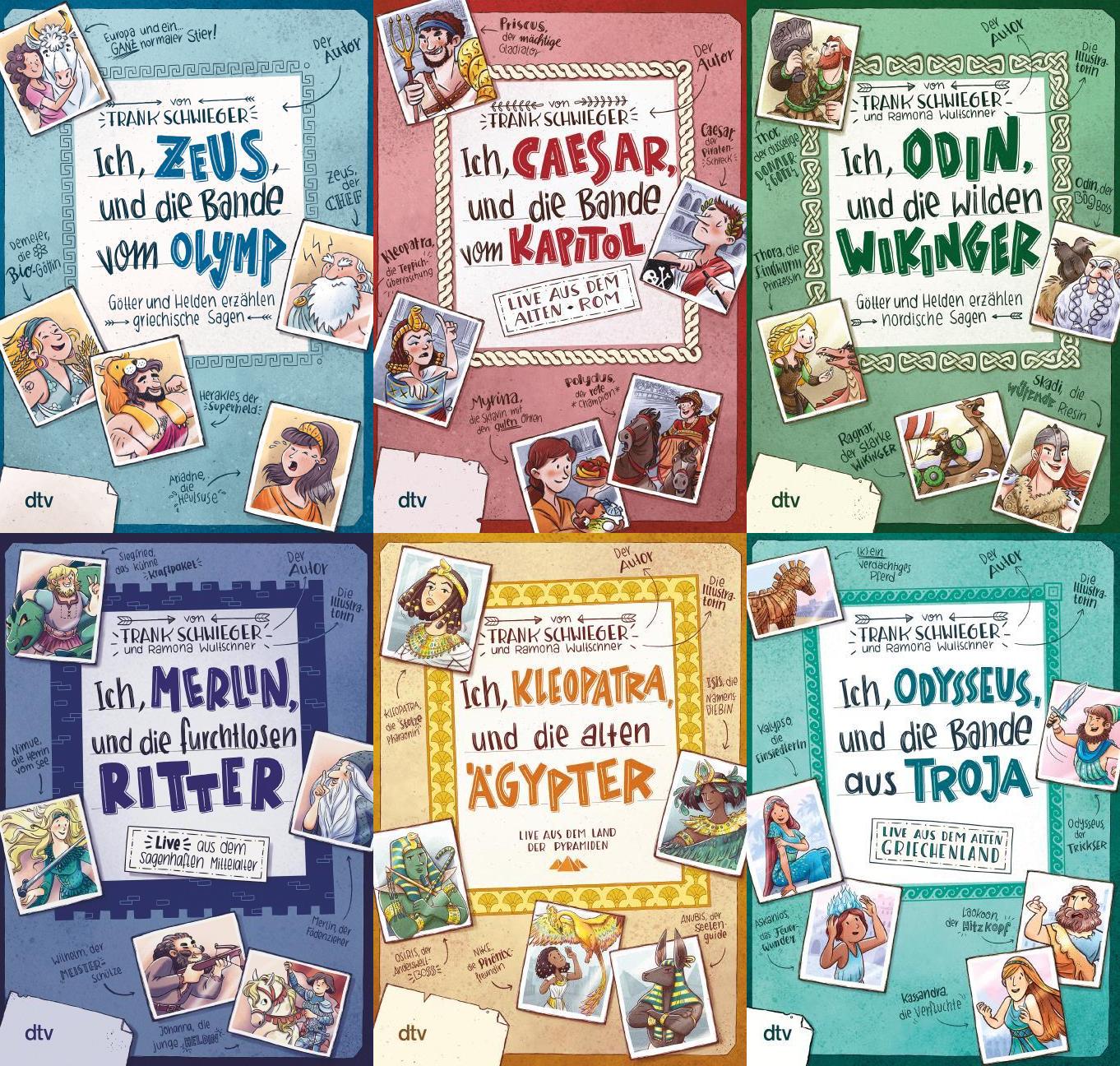 Ich,...Zeus/Caesar/Odin/Merlin/Kleopatra/Odysseus: Die Freundschaftsbuch-Serie Band 1-6 plus 1 exklusives Stickerset