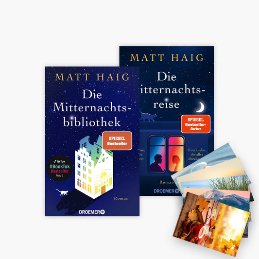 Die Mitternachtsbibliothek + Die Mitternachtsreise + 1 exklusives Postkartenset