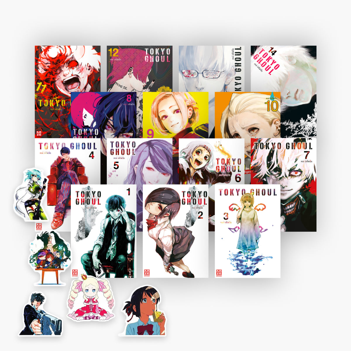 Tokyo Ghoul Band 1-14 plus 1 exklusives Stickerset