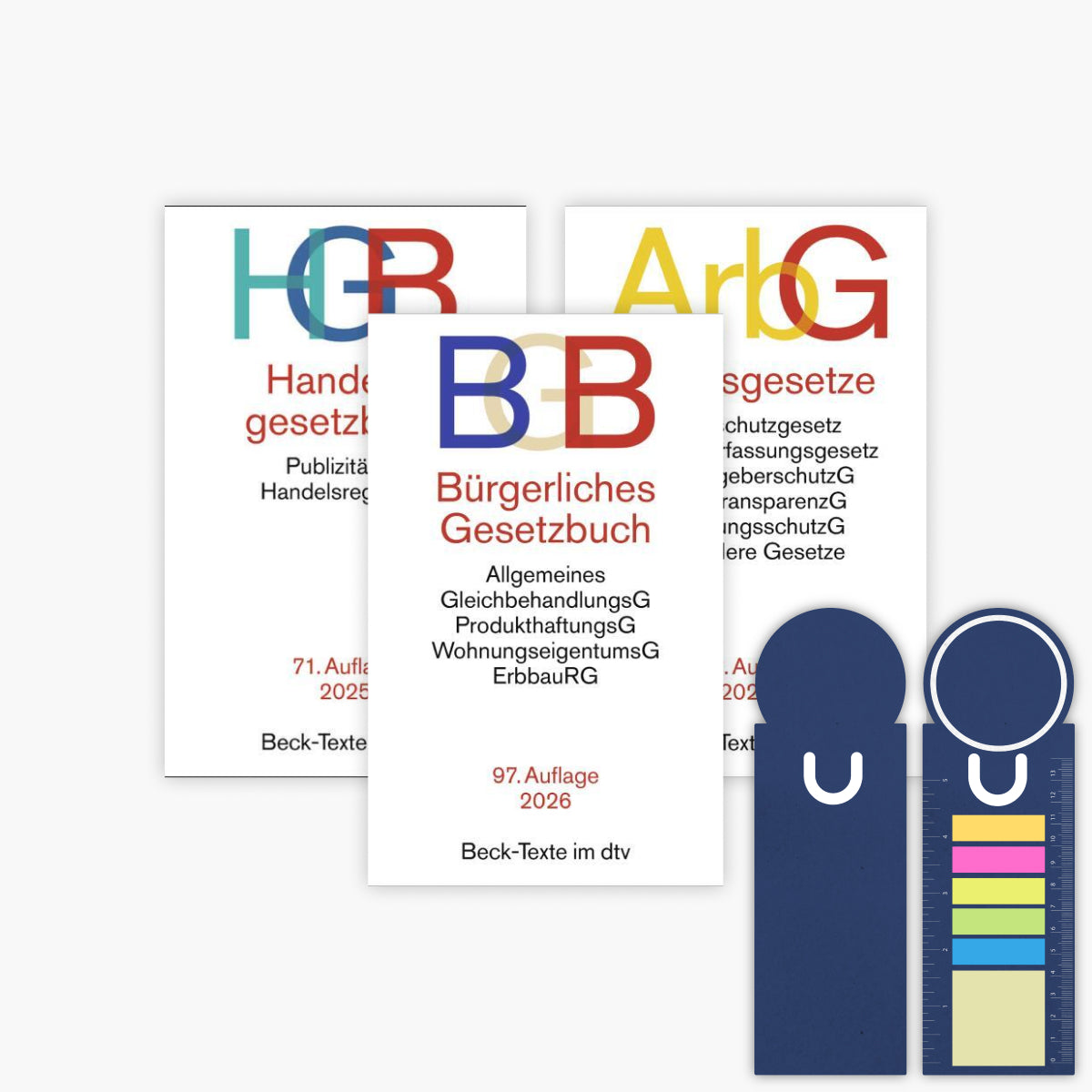BGB + HGB + ArbG in der je aktuellen Auflagen im Set + exklusive Sticky Notes